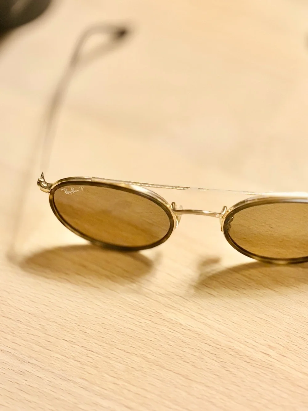 Ray-Ban Gold Frame Sunglasses with Brown Lenses